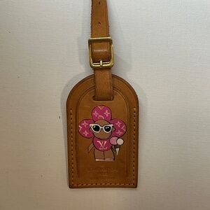Louis Vuitton Leather Tag with hand painted Summertime Vivienne